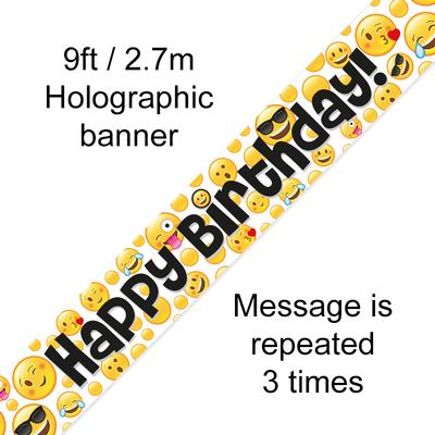 9ft Banner Emoji Birthday - Banners & Bunting